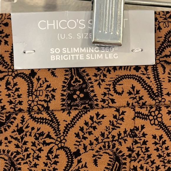 Chico’s Brown New With Tags Slimming Brigitte Paisley Print Ankle Pants XL 16  T - Picture 4 of 6